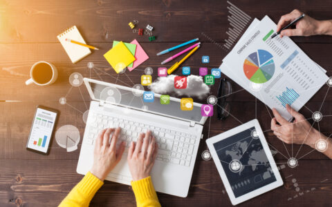 Top,View,Of,Hands,Of,Two,Business,People,Analyzing,Financial
